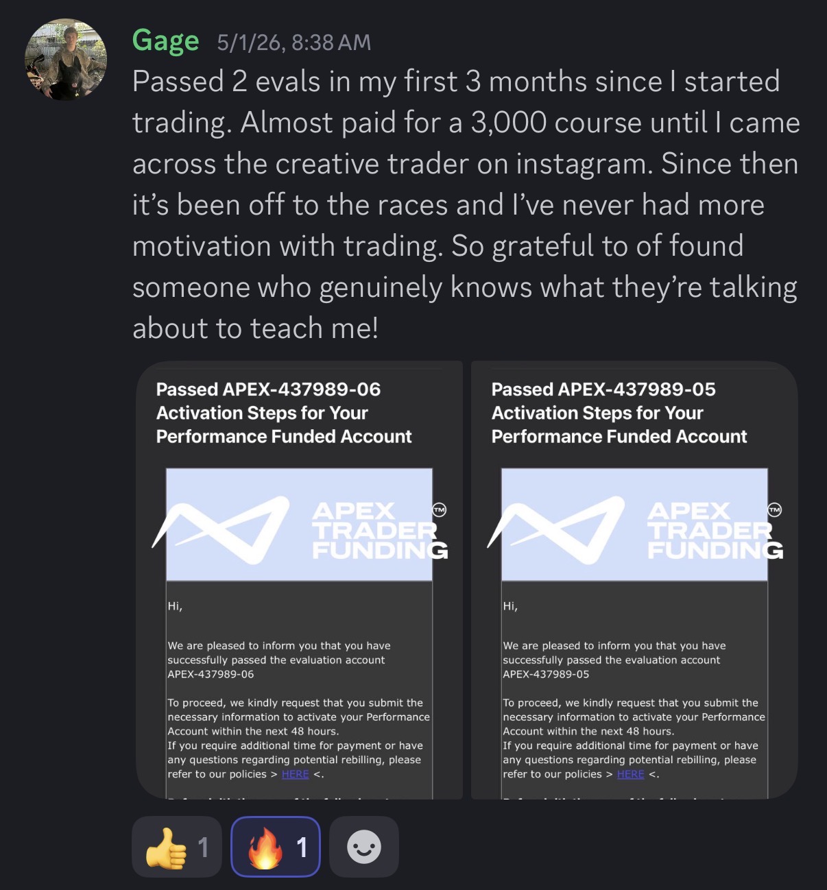 Student payout and review screenshot
