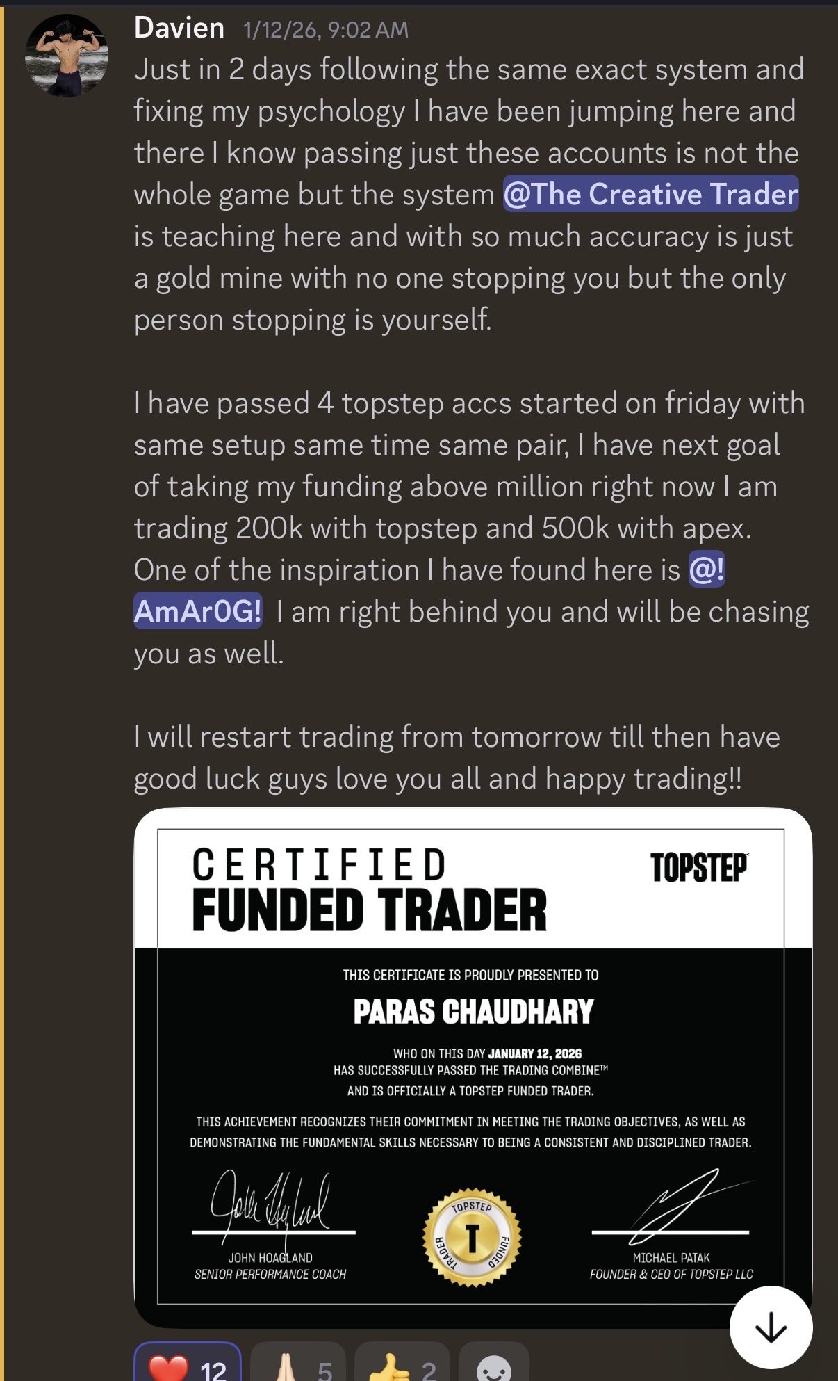 Student payout and review screenshot