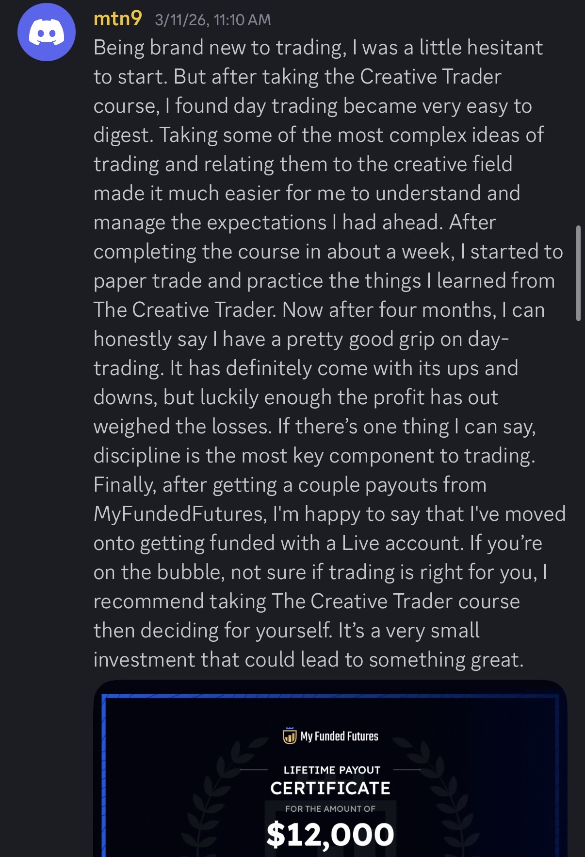 Student payout and review screenshot