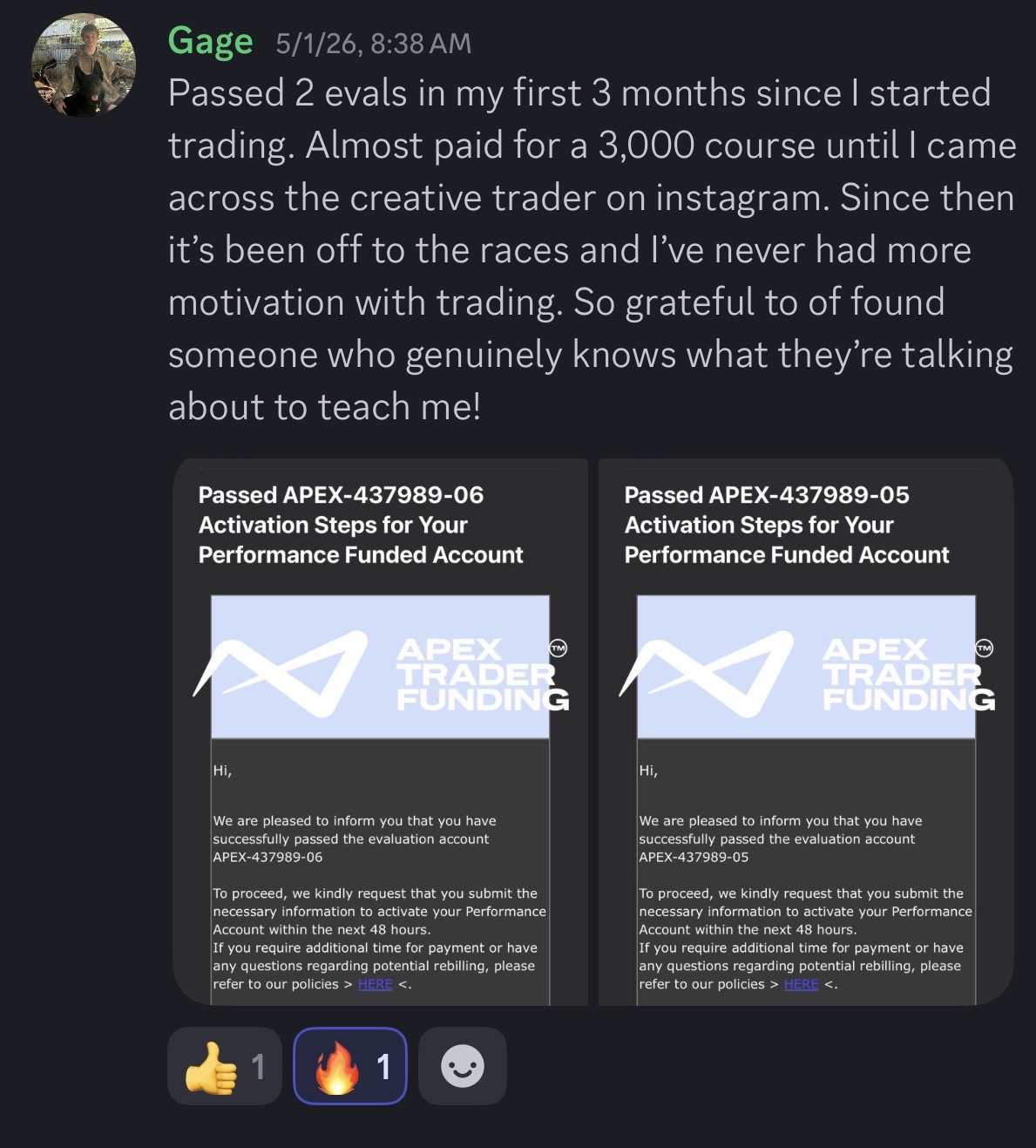 Student payout and review screenshot